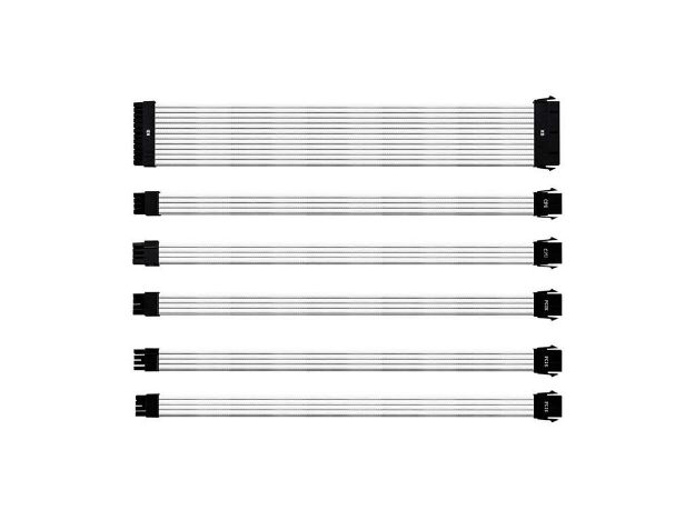 imagem de Kit de Cabo Extensor Sleeved para Fonte Cooler Master Branco Gl Pvc 30 Cm 7 Cabos - Cma-Nest16xxwt1-Gl