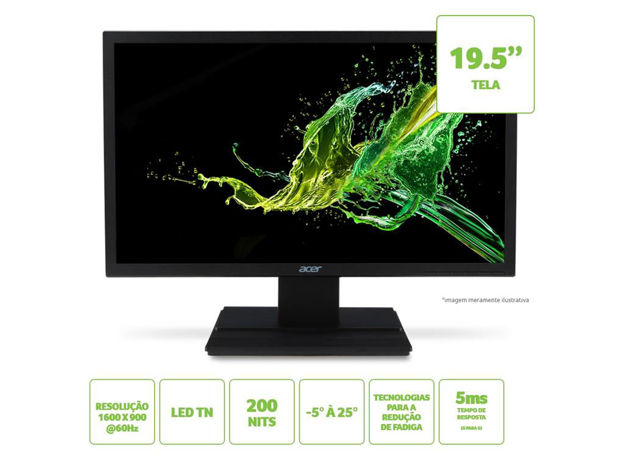 imagem de Monitor Acer 19,5" Led V206hql 60hz 5ms Hdmi Vga Vesa - Um.Iv6aa.A11