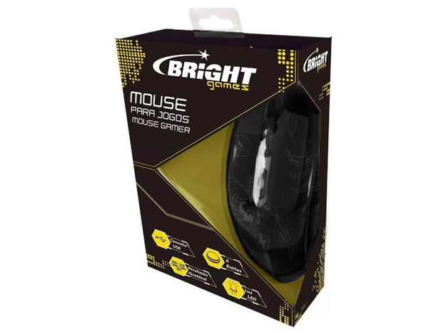 imagem de Mouse Gamer Bright com Fio Usb 2400 Dpi Preto - 0447