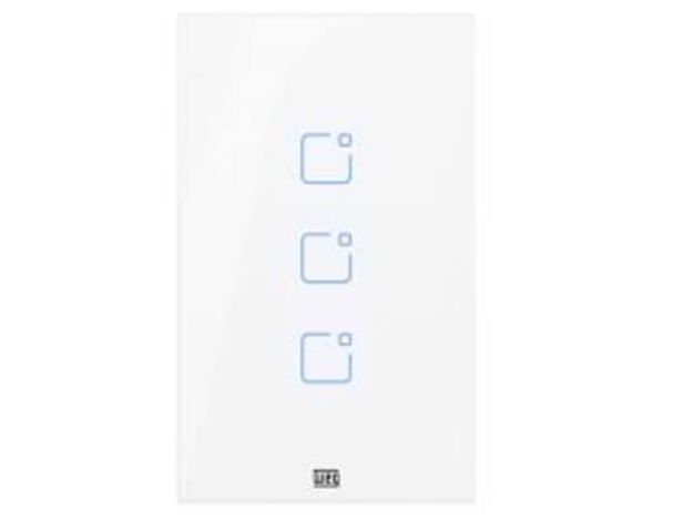 imagem de Interruptor Touch Inteligente 3 Botoes Wi-Fi 10a + Rf com Placa 4x2 Weg Home Branco.