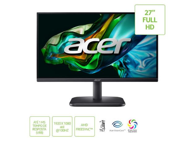 imagem de Monitor Acer 27" Ek271 Ebi Led/Ips Full Hd 100hz 1ms Hdmi Vga Vesa - Um.He1aa.E03