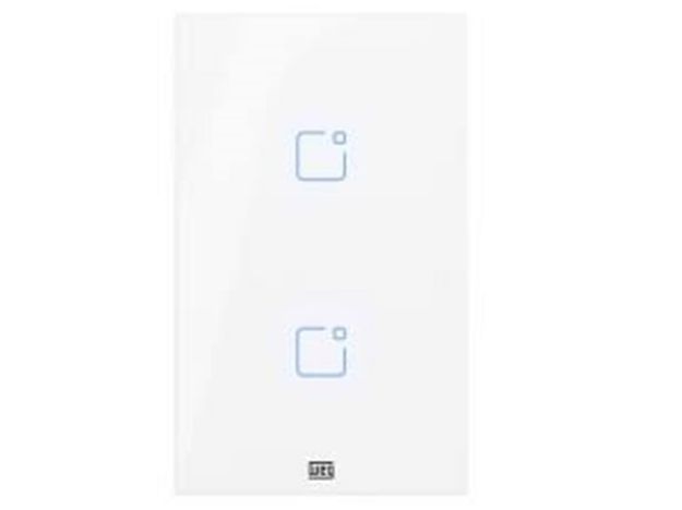 imagem de Interruptor Touch Inteligente 2 Botoes Wi-Fi 10a + Rf com Placa 4x2 Weg Home Branco.