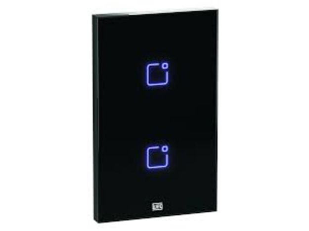 imagem de Interruptor Touch Inteligente 2 Botoes Wi-Fi 10a + Rf com Placa 4x2 Weg Home Pret.