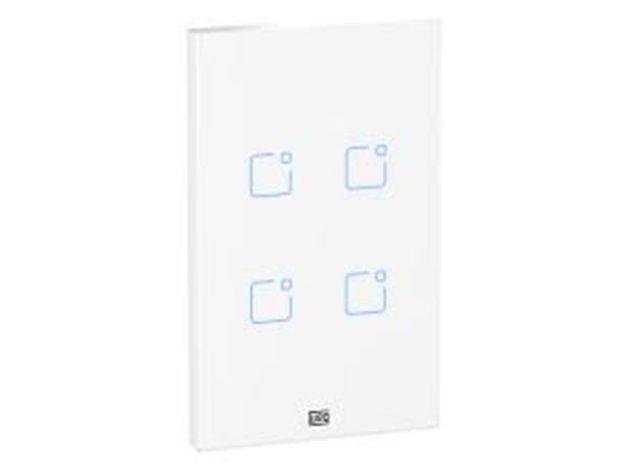 imagem de Interruptor Touch Inteligente 4 Botoes Wi-Fi 10a + Rf com Placa 4x2 Weg Home Branco