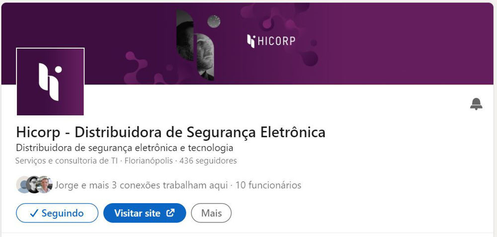 LinkedIn de empresa de segurança eletrônica